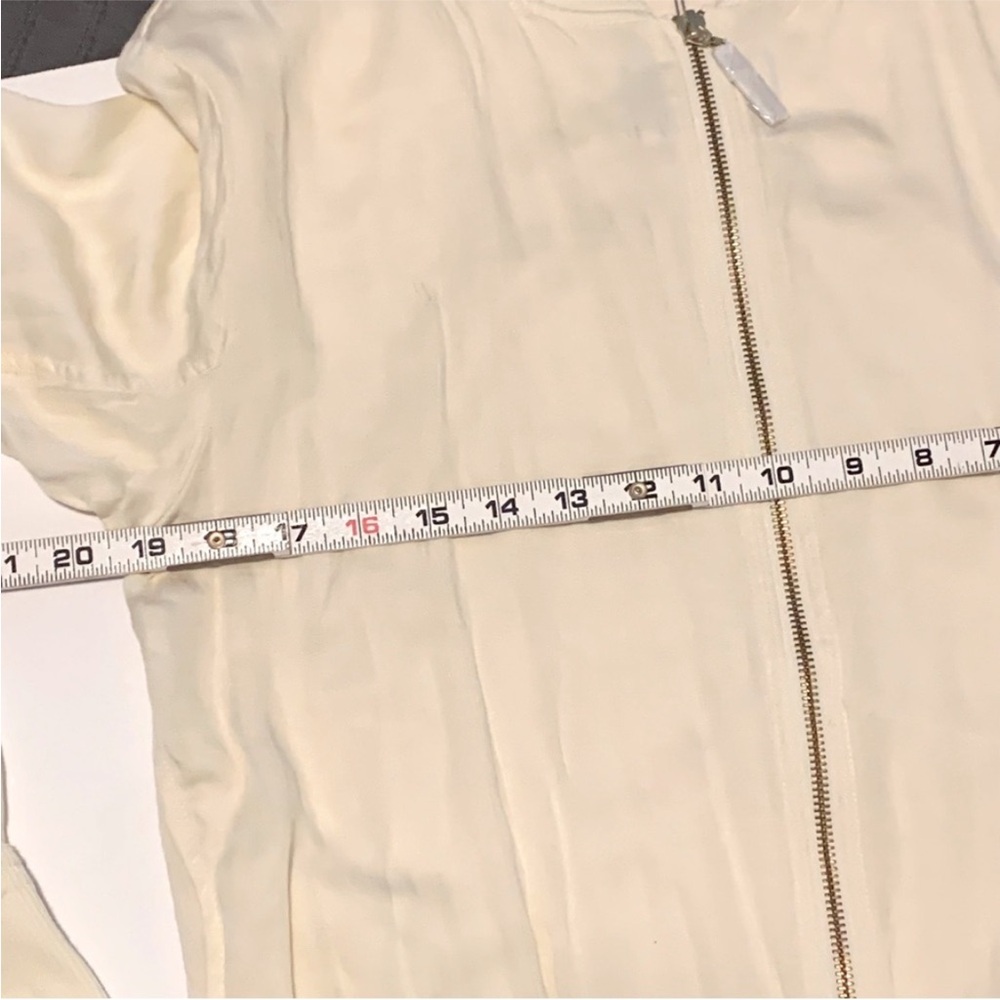 Peace Love World Zip Front Bomber Jacket Pale Banana Lightweight Small NWOT - Picture 9 of 10